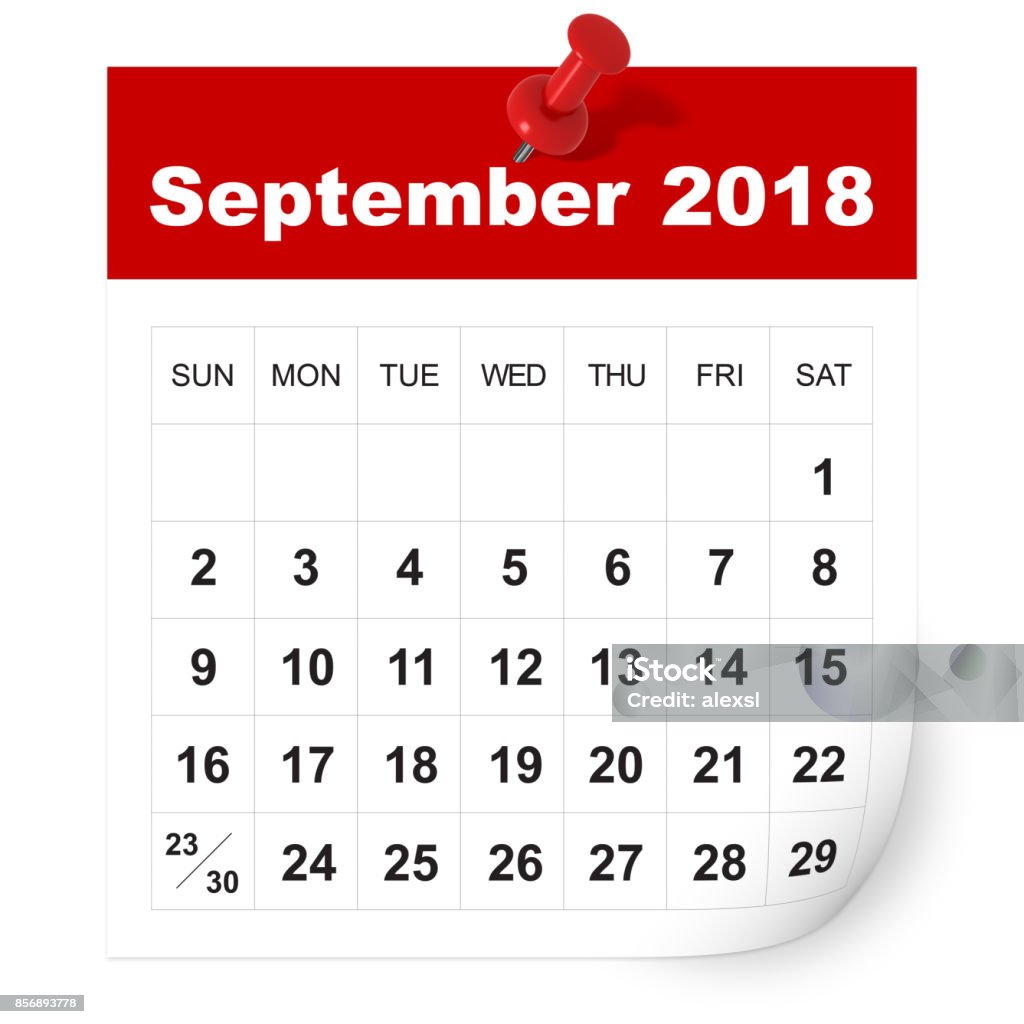 Kalender September 2018 Foto Stok - Unduh Gambar Sekarang - Amerika Serikat  - Amerika Utara, Bulan - Tanggal Kalender, Fotografi - Citra - Istock
