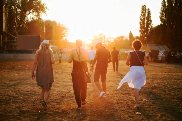 Group of friendson theire way to summer festival