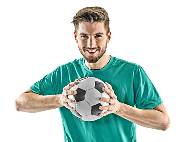 istock one soccer player man standing isolated white background 856901338