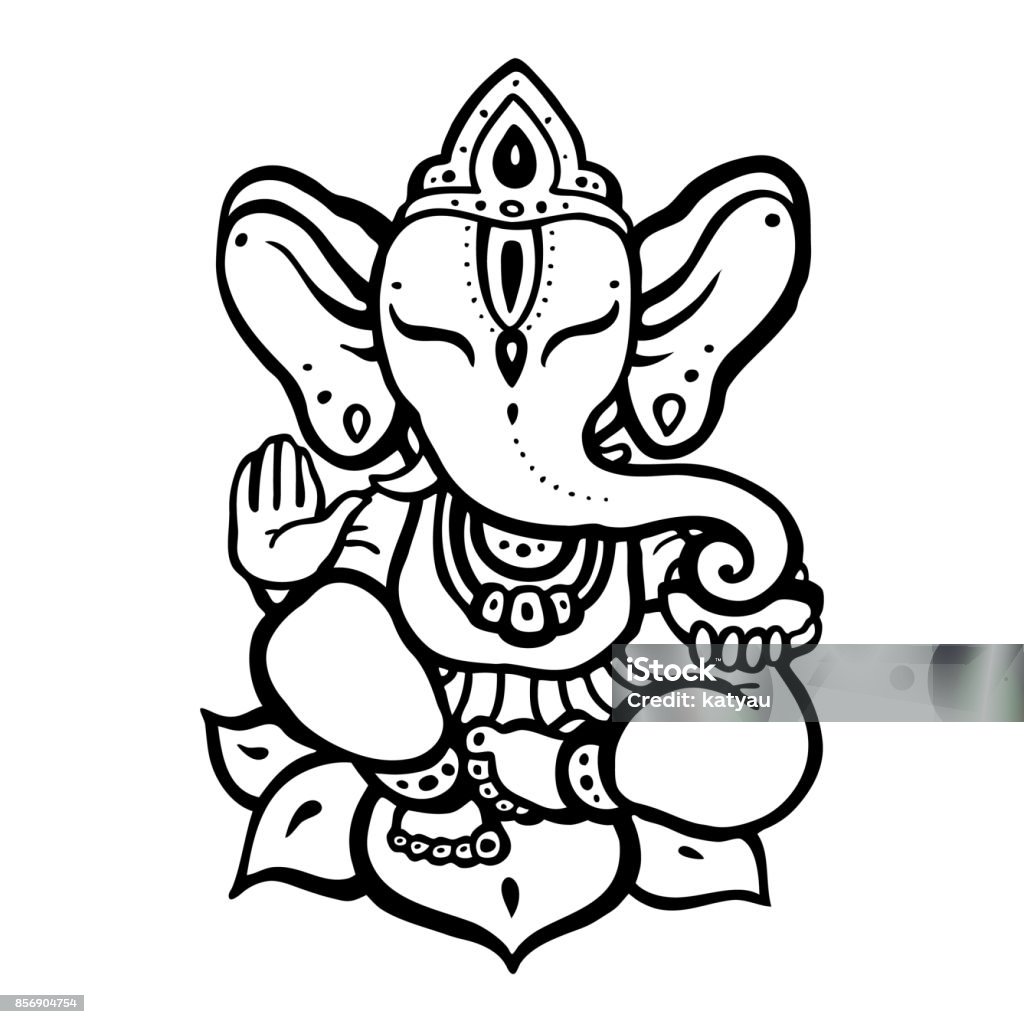 Hindu God Ganesha Elephant. Hindu God Ganesha. Hand drawn tribal style. Vector illustration Buddha stock vector