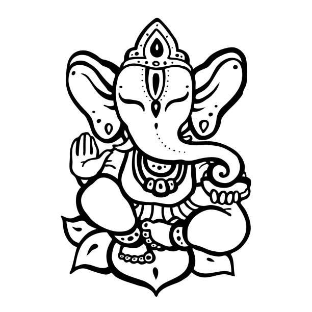 Hindu God Ganesha Elephant. Hindu God Ganesha. Hand drawn tribal style. Vector illustration ganesha stock illustrations