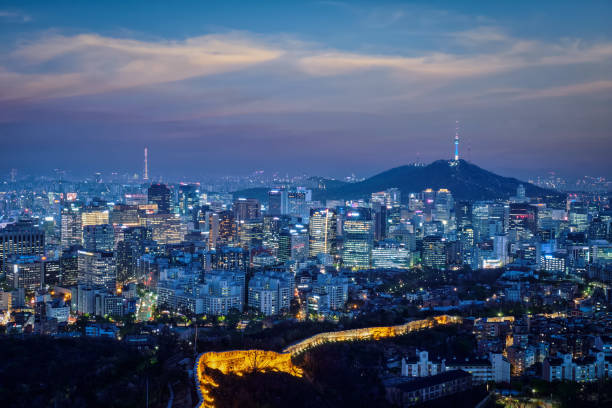 istock Seoul skyline in the night, South Korea. 856904862