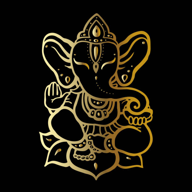 ilustraciones, imágenes clip art, dibujos animados e iconos de stock de dios hindú ganesha - ganesha om symbol indian culture hinduism