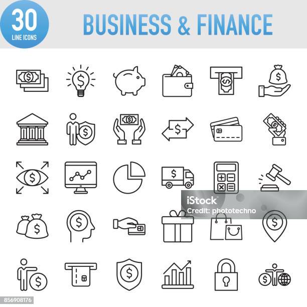 Modern Universal Business Finance Line Icon Set Stock Illustration - Download Image Now - Icon Set, Business Strategy, Icon Symbol