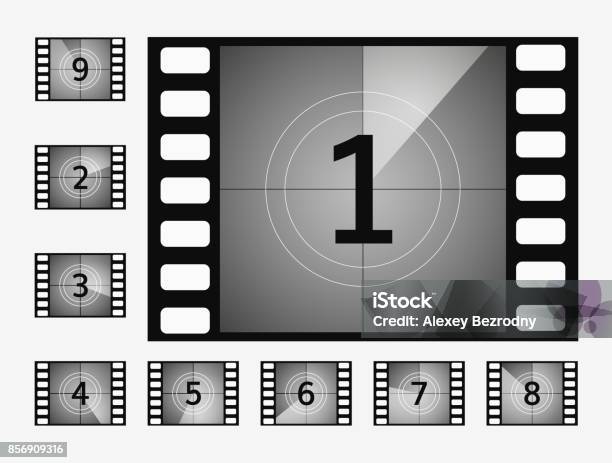 Movie Countdown Numbers Vector Set Stock Illustration - Download Image Now - Movie, Countdown, Camera Film