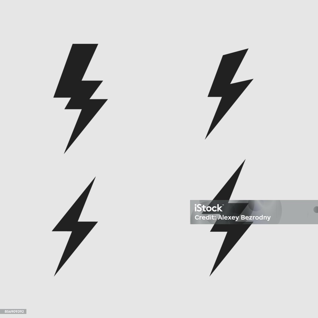 Lightning Bolt Icônes Plate Set Vecteurs libres de droits et plus d ...