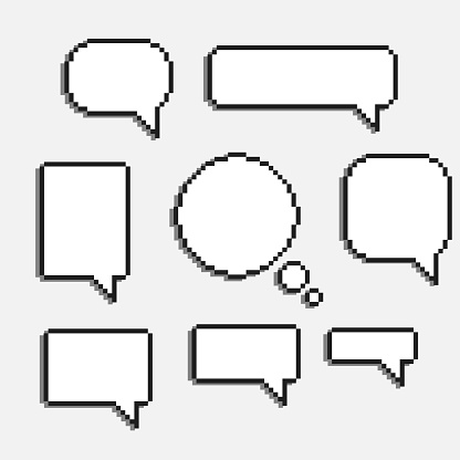 pixel art speech cloud vector dialogue text box window