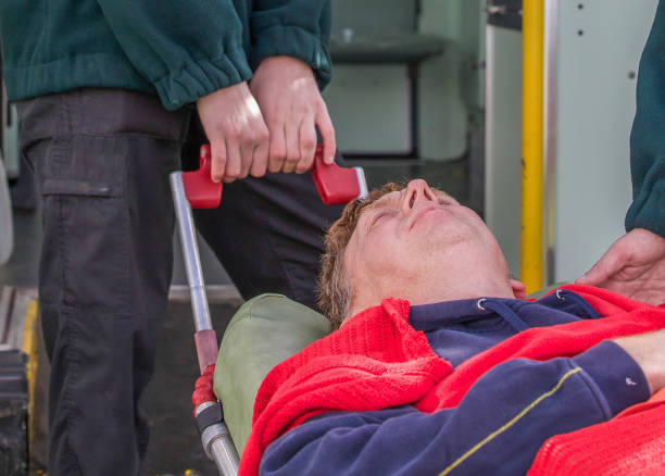 istock Patient being taken into an ambulance on a stretcher 856919908
