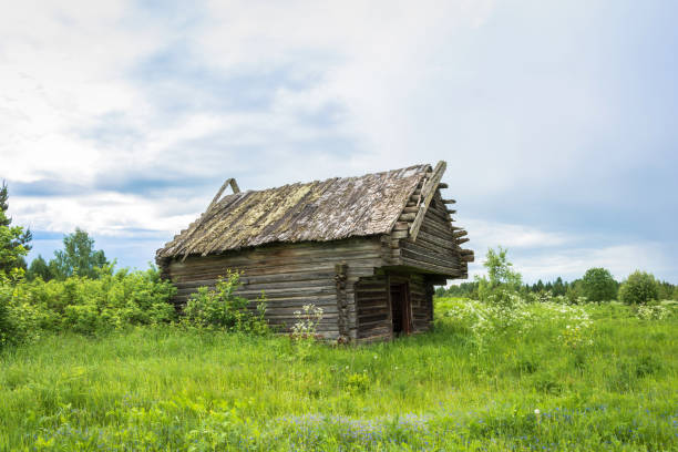 istock Collapsing barn in the defunct village Burdovo. 856920042