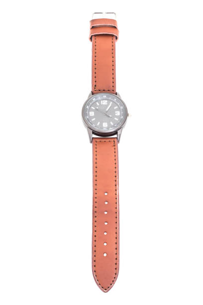 istock Brown Leather watch isolated white background. 856920680