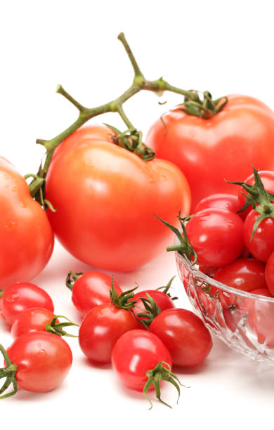istock Fresh tomatoes  and Small cherry tomato  on the white background 856923738