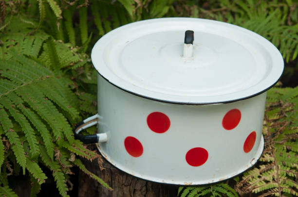 saucepan resting at stump