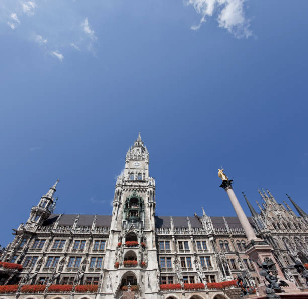 istock Blue sky over city hall in Munich Germany 856935072