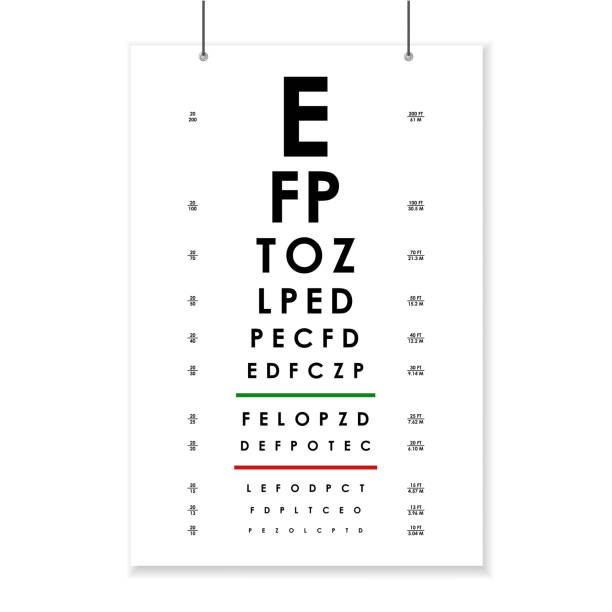 plakat karty vision testing dla okulistyczne. wektor - optics store stock illustrations