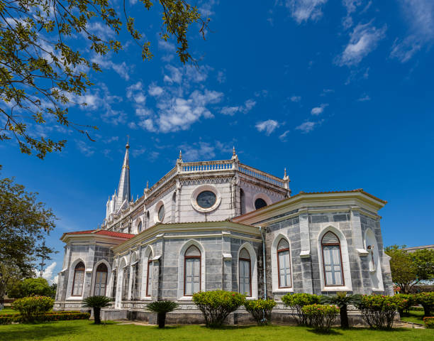 istock Christianity church with blue sky. Thailand. 856935452