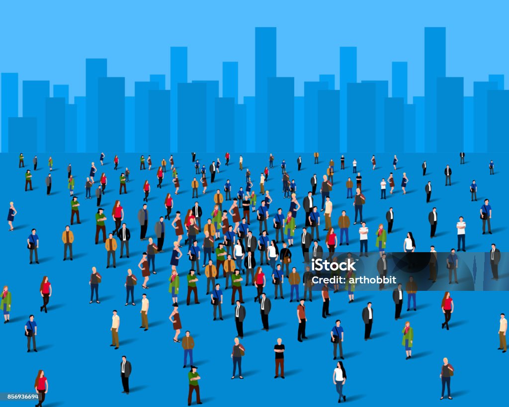 Large group of people over the city. Business concept. Large group of people over the city. Business concept. Vector illustration People stock vector