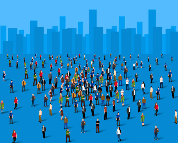 Large group of people over the city. Business concept. Large group of people over the city. Business concept. Vector illustration crowd of people drawings stock illustrations