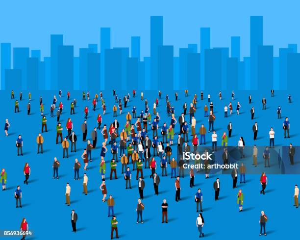 Large Group Of People Over The City Business Concept Stock Illustration - Download Image Now