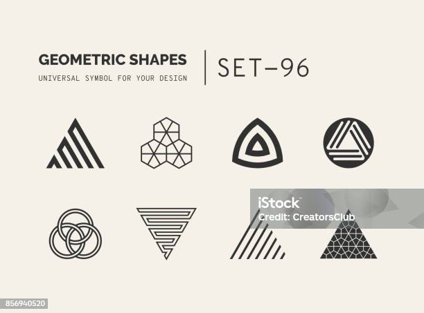 Satz Von Universal Minimale Geometrische Stock Vektor Art und mehr Bilder von Dreieck - Dreieck, Logo, Abstrakt