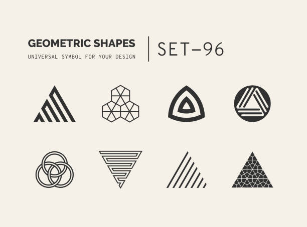 Set of universal minimal geometric Set of universal minimal geometric icon. Simple vector sign will give a recognizable accent to your startup abstract symbols stock illustrations