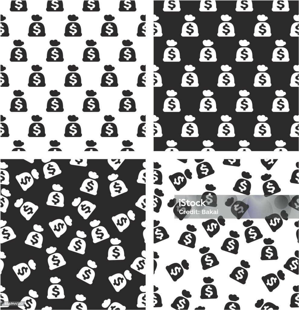 Bag Of Money With Dollar Symbol Aligned & Random Seamless Pattern Set This image is a vector illustration and can be scaled to any size without loss of resolution. Arts Culture and Entertainment stock vector