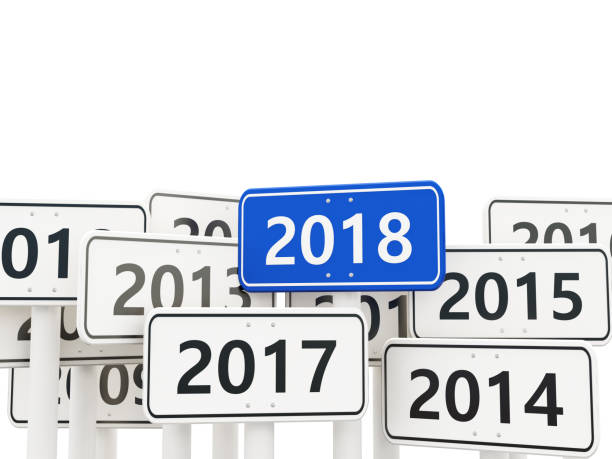 istock 2018 New year symbol on a road sign 856948486