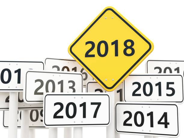 istock 2018 New year symbol on a road sign 856948652