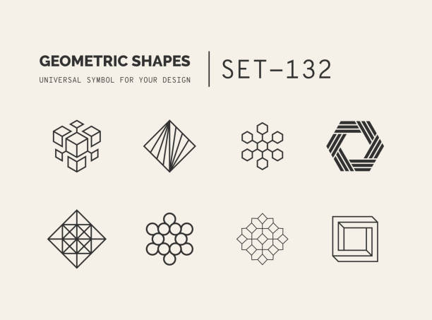 zestaw uniwersalnych minimalnych geometrycznych - geometry mathematics mathematical symbol triangle stock illustrations