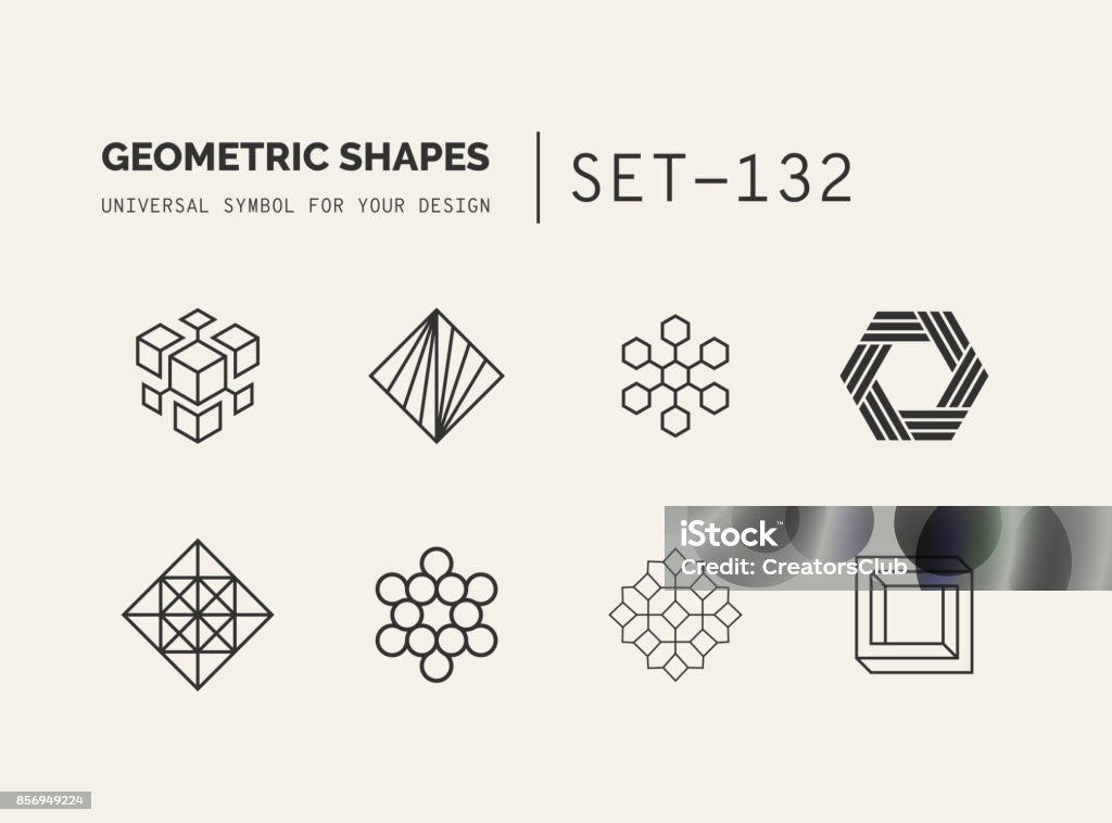 Set of universal minimal geometric Set of universal minimal geometric icon. Simple vector sign will give a recognizable accent to your startup Logo stock vector