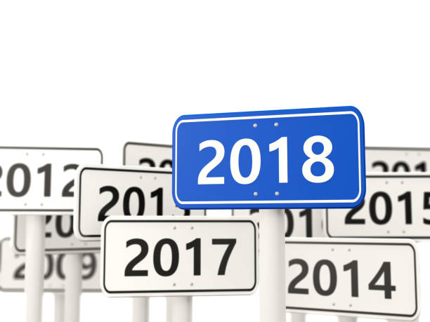 istock 2018 New year symbol on a road sign 856949320