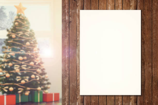 istock Blank poster frame on the wall with out of focus Christmas background 856951706