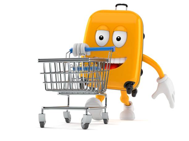 istock Suitcase character with shopping cart 856952072