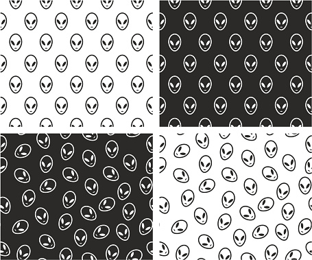 Geometric Alien Pattern Alien Aligned Random Seamless Pattern Set Stock Illustration - Download ...