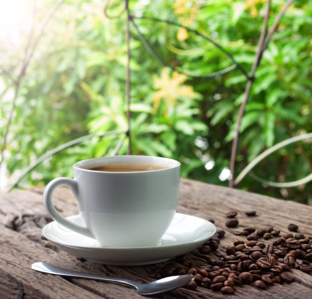 istock white cup of coffee  and coffee beans 856955304