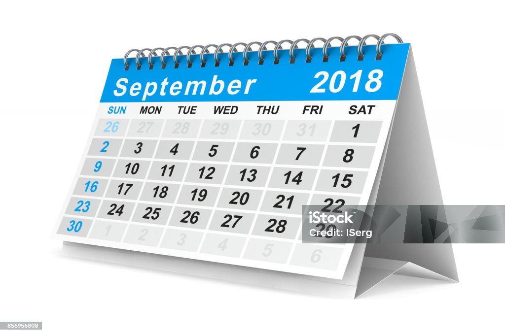 2018 year calendar. September. Isolated 3D illustration 2018 Stock Photo