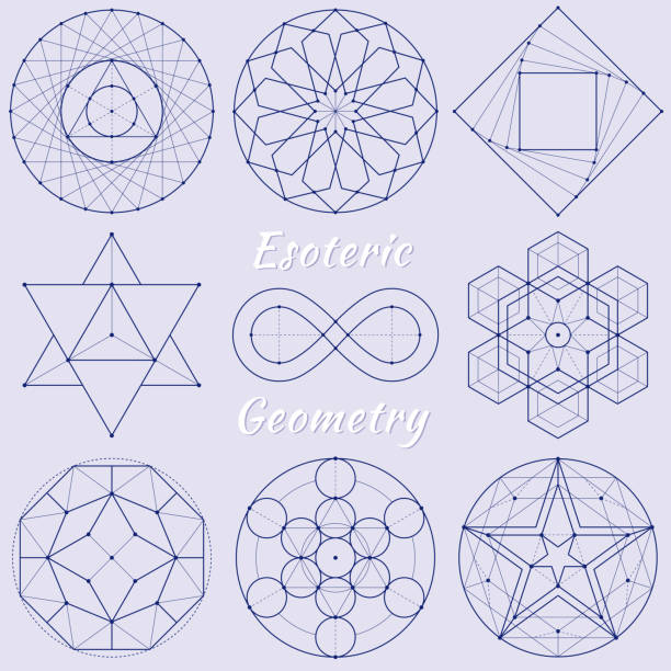 ezoteryczna geometria duchowa - geometry mathematics mathematical symbol triangle stock illustrations