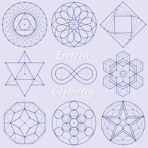 ilustrações, clipart, desenhos animados e ícones de geometria espiritual esotérica - abstract design pattern mandala