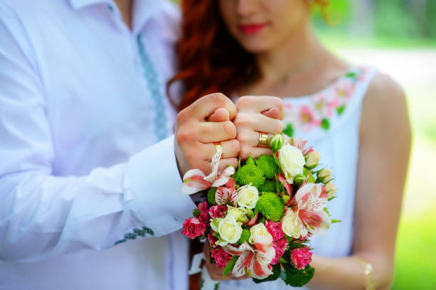 istock The bride and groom in the Park. 856983918
