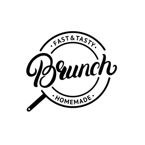 ilustrações de stock, clip art, desenhos animados e ícones de brunch hand written lettering logo, label, emblem, sign. - sign diner restaurant food
