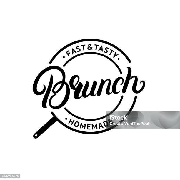 Brunch Hand Written Lettering Logo Label Emblem Sign Stock Illustration - Download Image Now