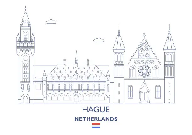 Vector illustration of Hague City Skyline, Netherlands