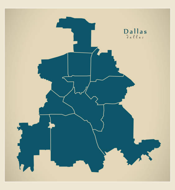 近代都市図 - 自治区の米国のテキサス州ダラス市 - texas cartography dallas texas residential district点のイラスト素材／クリップアート素材／マンガ素材／アイコン素材