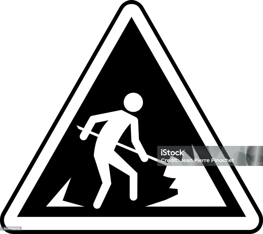 Workman Warning Sign Men Working Warning Sign Stock Illustration - Download Image Now ...