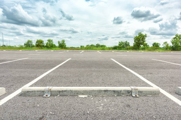 istock Empty parking lot against a beautiful blue sky 857009404