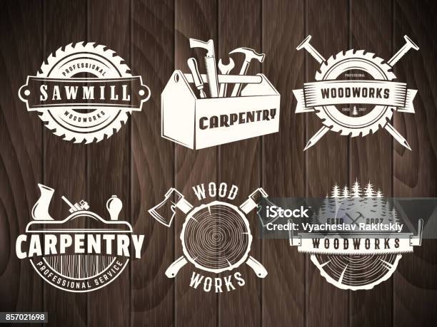 Vector Woodwork Badge Stock Illustration - Download Image Now - Carpentry, Carpenter, Logo