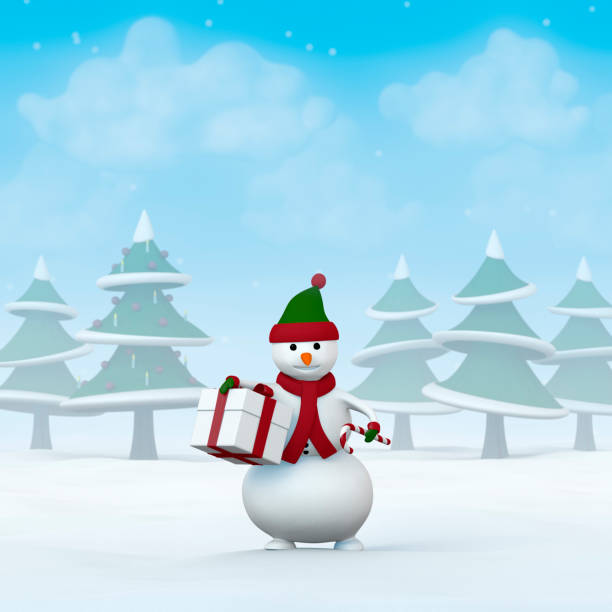 istock Christmas snowman in a snowy winter landscape 857028512
