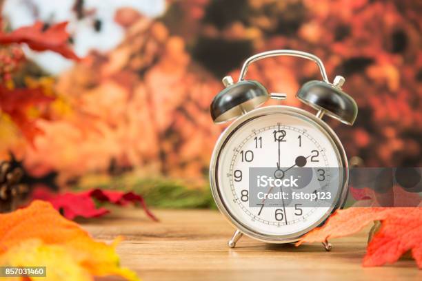 Daylight Savings Time 2 Oclock Time On Clock In Autumn Season Stock Photo - Download Image Now