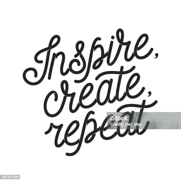 Inspirer Créer Devis Motivation Répéter Illustration De Vecteur Vintage De Lettrage Vecteurs libres de droits et plus d'images vectorielles de Créativité