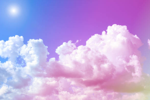 istock Blue sky with white clouds. rain clouds and sunshine on sunny summer or spring day. Color effect picture. 857040900