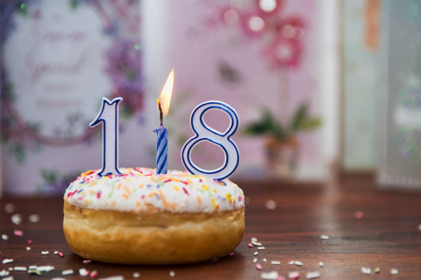 Delicious iced donuts for birthday celebration 21st birthday stock pictures, royalty-free photos & images